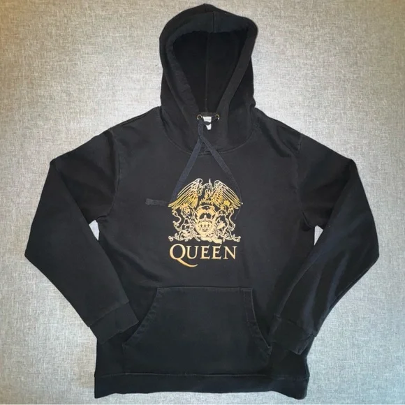 Queen Unisex Black Adult Crest Hoodie Freddie Mercury Design - Picture 7 of 16